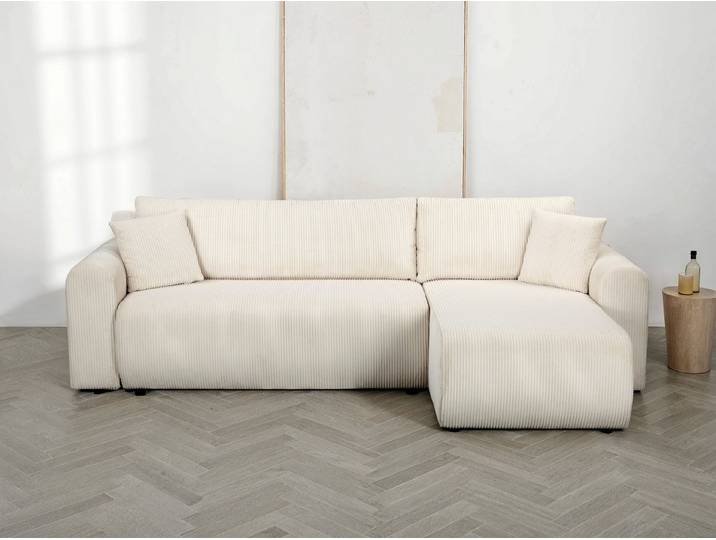 OTTO home Ecksofa JONAA L-Form, 241cm /Schlafsofa (133/200) OTTO. Verlässliche Qualität, Tonnentaschen-Federkern, Bettkasten, Cord, Struktur