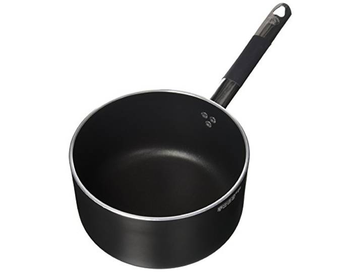 Töpfe Agnelli Alblack Kochtopf, Aluminium, Dicke 5 mm, 10 mm Induktions Fund, schwarz, 24 cm