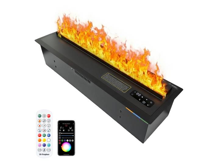 Cheminée électrique intelligente moderne à vapeur d'eau, effet flamme 3D LED, à brancher, pour décoration intérieure TV