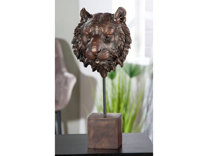 Dekofigur CASABLANCA BY GILDE Tiger Antique , braun (bronzefarben), B:21,5cm H:47,5cm T:17cm, Kunstharz, Dekofiguren, Dekofigur