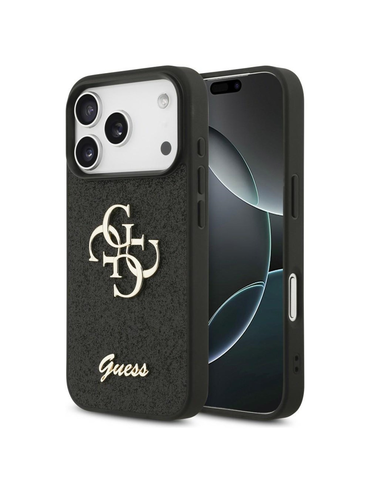 GUESS Fixed Glitter Big 4G Case for iPhone 17 Pro / 18 Pro - Black