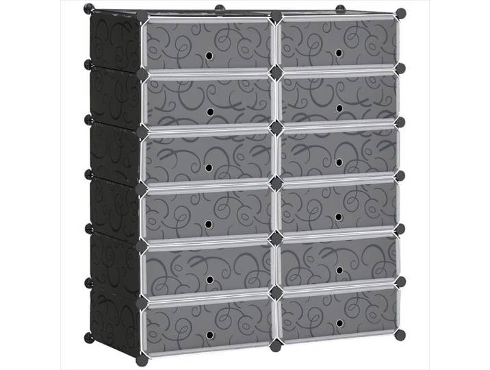 Rangement modulable noir en PP – 12 cubes empilables pour chaussures et objets divers – - Noir PP 94 x 37 x 108 cm Ref GQQLUG