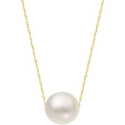 Kette mit Anhänger FIRETTI "Schmuck Geschenk Gold 375 Halsschmuck Halskette schwebende Perle", gold (gelbgoldfarben, weiß), Halsketten, Damen, Gelbgold 375 Perlen, L: 45, Gelbgold 375, Perlen, mit Süßwasserzuchtperle