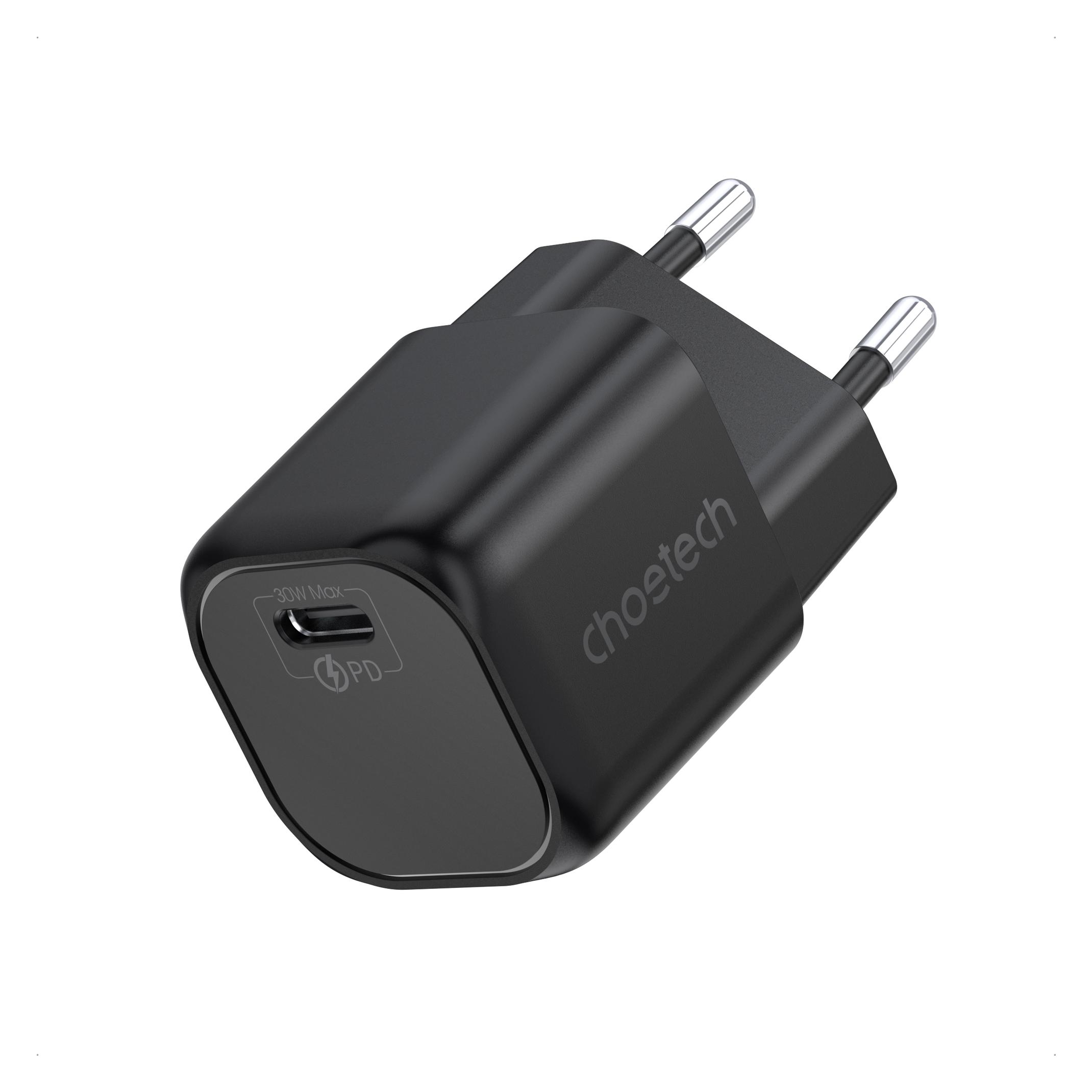Choetech GaN USB charger Type C PD 30W black (PD5007) (30 W) (01.01.02.XX-PD5007-EU-BK)