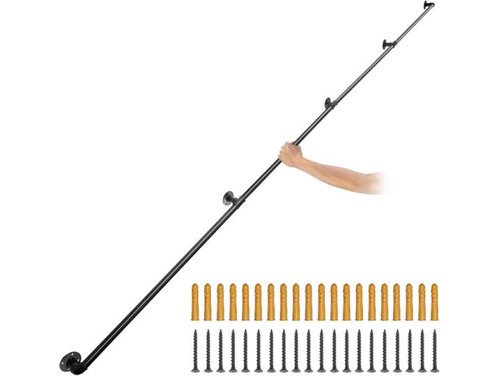 VEVOR Pijp Trapleuning 3\,96 M Leuningen Trappen Binnen 200 KG Laadvermogen Outdoor Indoor Universele Trapleuning van Koolstofstaal en Matte Afwerking als Zolderleuning Armleuning Badkamerleuning enz