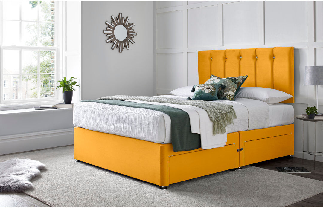 Wayfair Sleep Monatuk Divan Bed with 24" Headboard on Struts Mustard King (5')