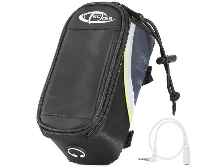 Étui a vélo pour cadre de vélo, Imperméable - 18 x 8,5 x 8,5 cm, gris/noir/vert