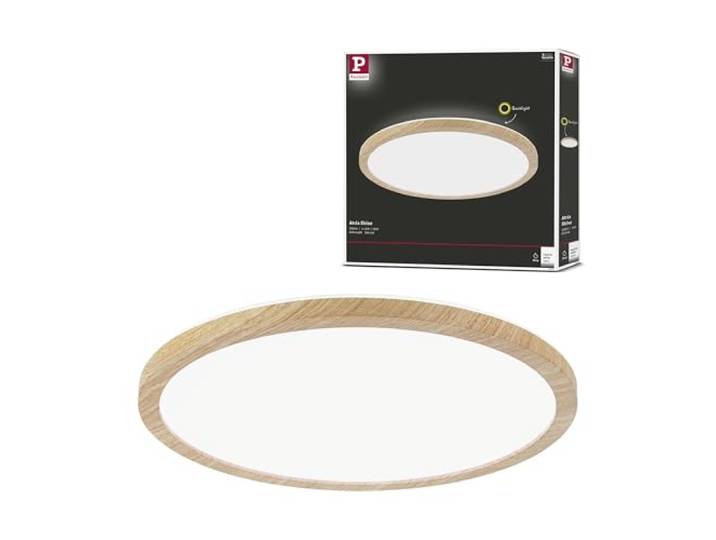 Paulmann 71033 LED Panel Atria Shine Deckenleuchte mit Backlight rund IP44 16W 1600lm 293mm Holzoptik Kunststoff 4000K Badleuchte