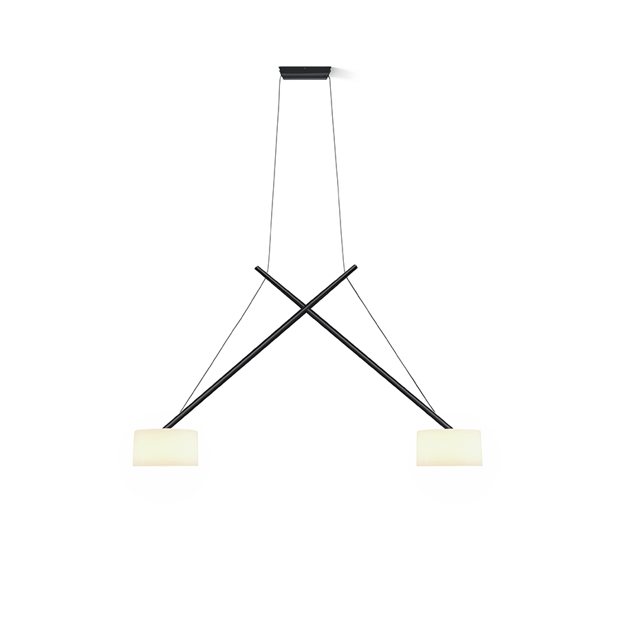 Serien Lighting Pendelleuchte TWIN schwarz, Glas opal G9 TW1203 4260458621127