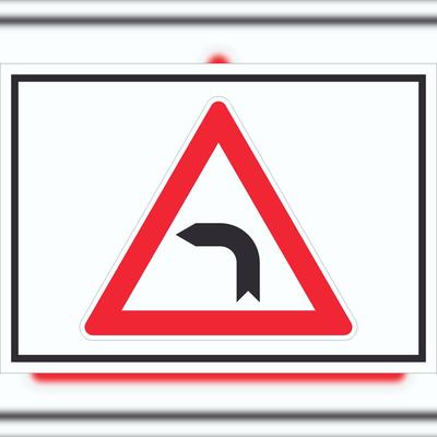 HB-Druck Schild Achtung Kurve links Symbol A3 (297x420mm)