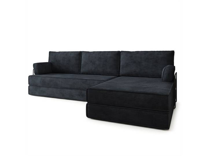 ECKSOFA ANKO modulares Boneless Sofa mit Schlaffunktion Schwarz Kordstoff