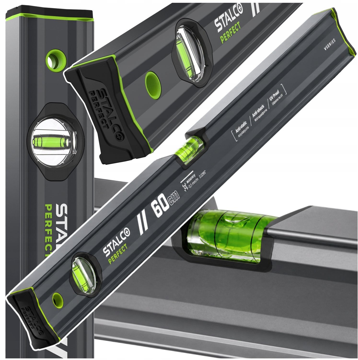 Stalco Vseries Aluminium Waterpas 60 cm Antraciet