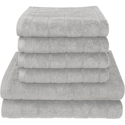 Handtuch Set DYCKHOFF "City Lights", silber, 6 Stk., Walkfrottier, Walkfrottier, Obermaterial: 100% Baumwolle, Handtuch-Sets, 4 Handtücher (50x100cm), 2 Duschtücher (70x140cm)