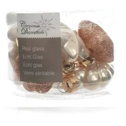 Kaemingk Weihnachtsbaumkugeln Glas Blüten Sterne Herzen Zapfen 12 Stück perle