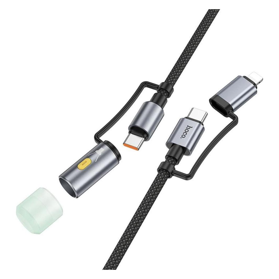 Hoco Cable cable All-in-one Type C / Lightning to Type C / LED Light PD 3A 60W U138 1,2 m black (1.20 m, 60 W) (59419504)