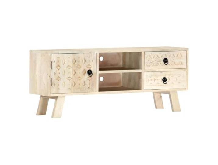 HEFZGDB TV-Schrank 110 x 30 x 44 cm Massivholz Mango mit 2 Schubladen 1 Tür 2 offenen Fächern Lowboard Beistellschrank Hartholz Möbelstück Einrichtung