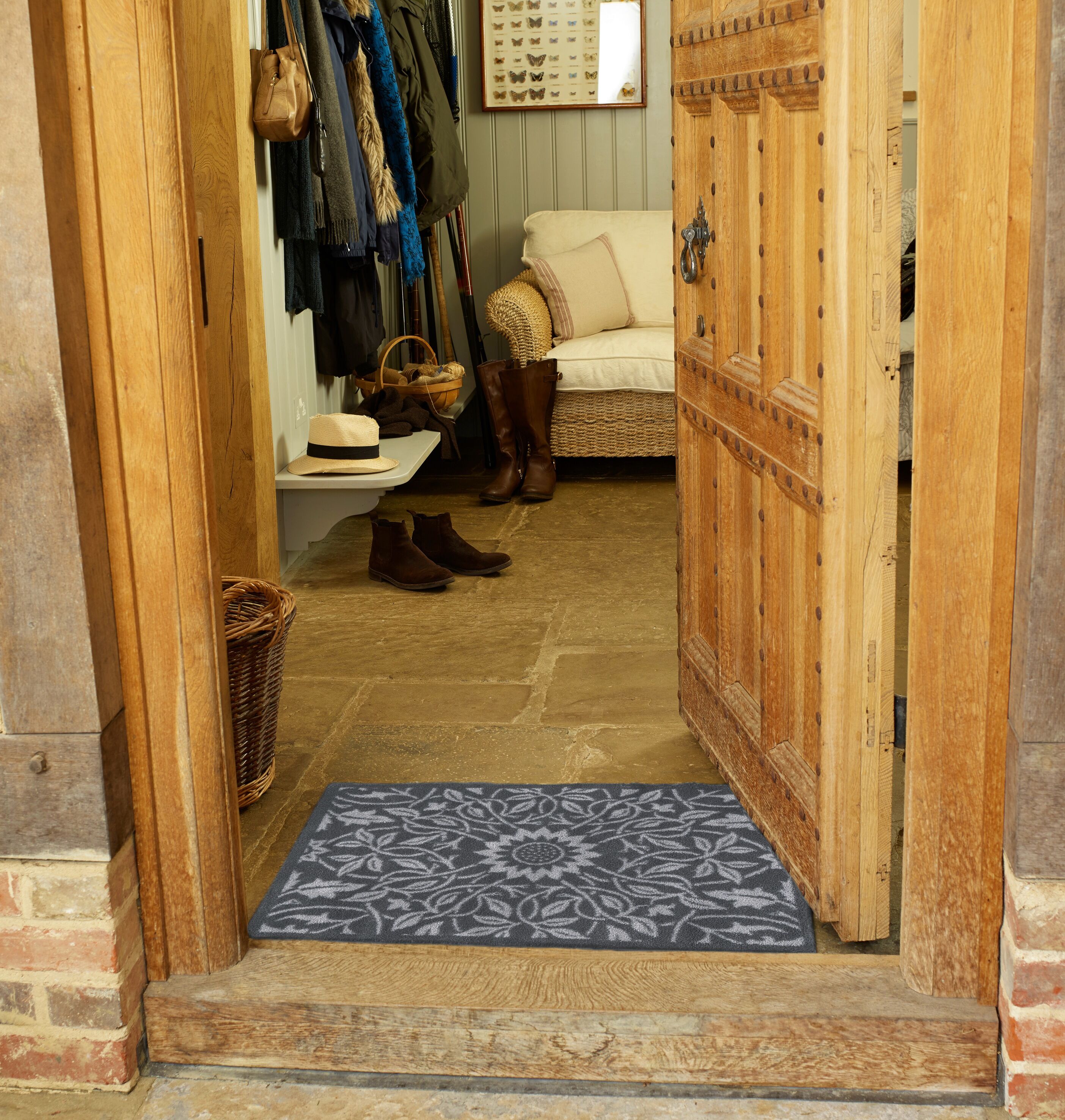 Fussmatte TURTLE MAT "St James Ceiling Grey", blau, B:60cm H:9mm L:85cm, Baumwolle, Teppiche, Fussmatte blau B : 60cm 1 Stk., 9mm, L: 85cm