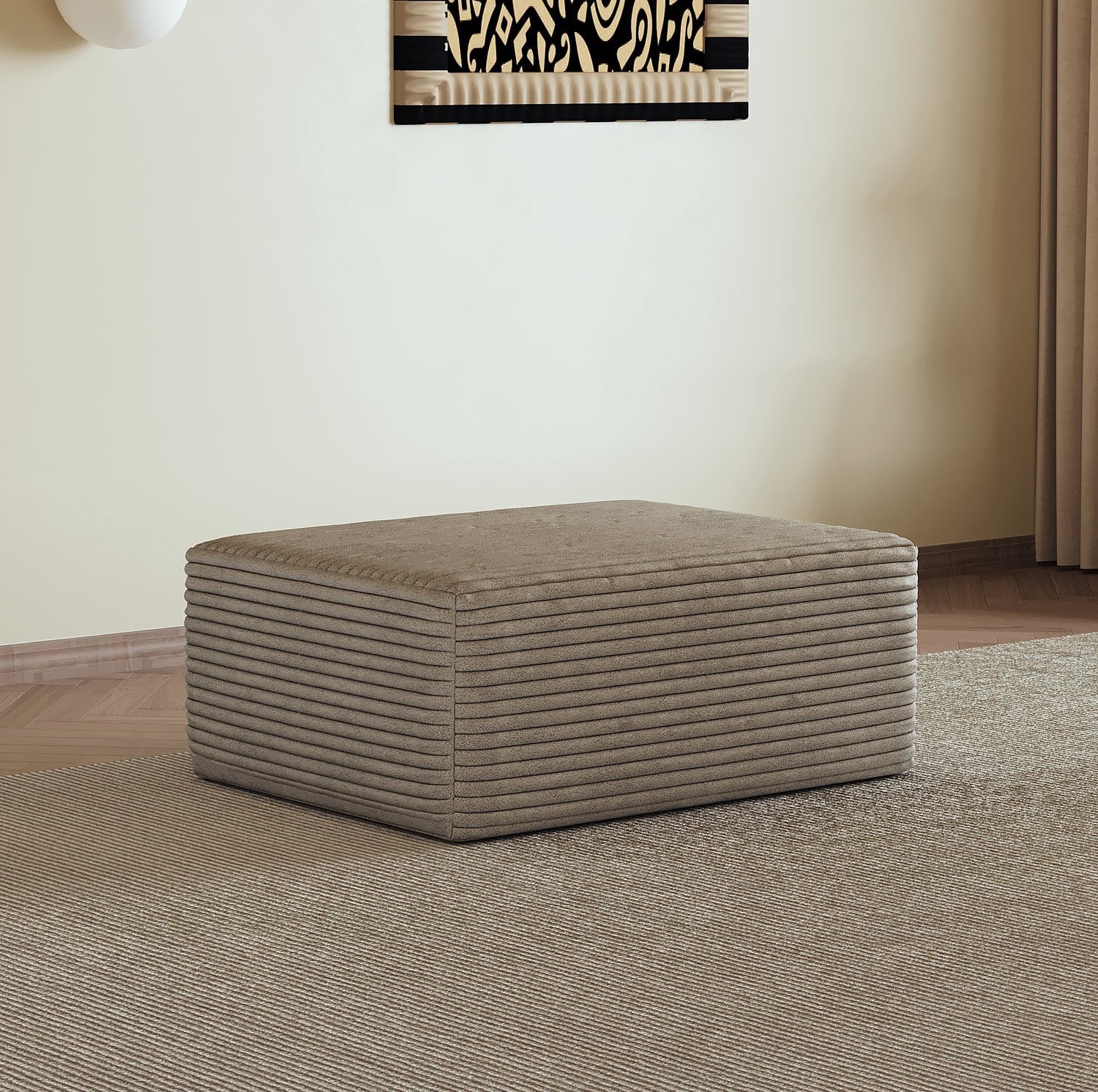 CHICFURN Hocker Camel - Gestoffeerd met Corduroy Stoffering