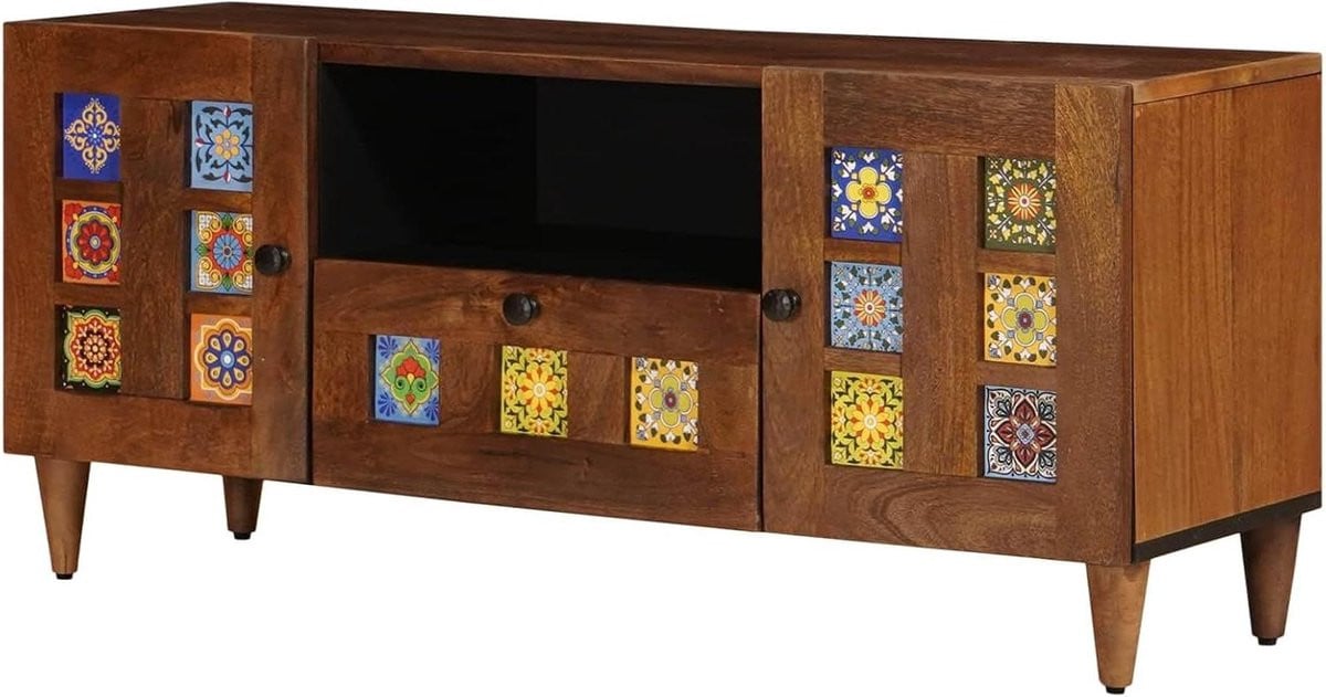 Modern TV Kast Dressoir Media van Massief Hout in Walnoot - Breedte: 105 cm