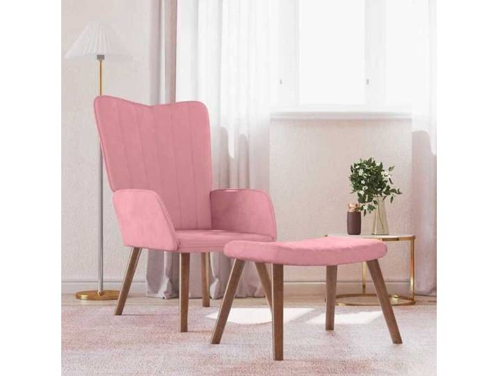 Rose Fauteuil simple Magnifique Chaise de canapé - avec repose-pied Rose Velours 61 5x69x95 5cm CL8386289