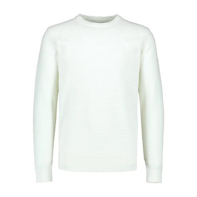 Strickpullover LINDBERGH "Strickpullover Relaxed Fit", Herren, Gr. L, weiß (sanftes weiß), Obermaterial: 60% Baumwolle, 40% Polyester, Rundhals, Pullover Strickpullover