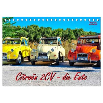 Citroën 2CV - die Ente (Tischkalender 2025 DIN A5 quer), CALVENDO Monatskalender