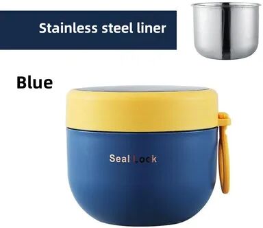 KitchenNation Stainless Steel Soup Noodle Bowl With Lid, Microwave Safe Lunch Box For Student, Office, School, Reusable Food Container blue