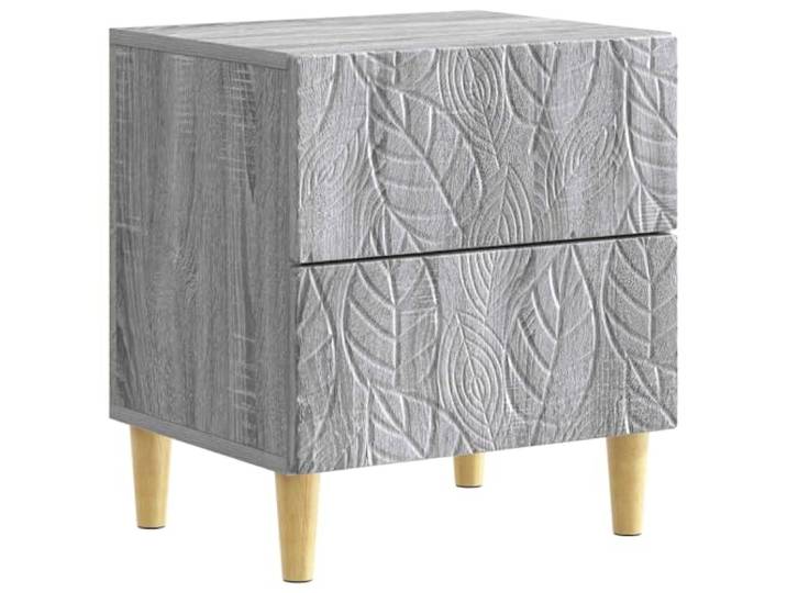 PUGYNBK Nachttisch Sonoma, grau, 43 x 34,5 x 48 cm Eukalyptusholz, Schublade, modernes Design, kompakt für kleine Schlafzimmer
