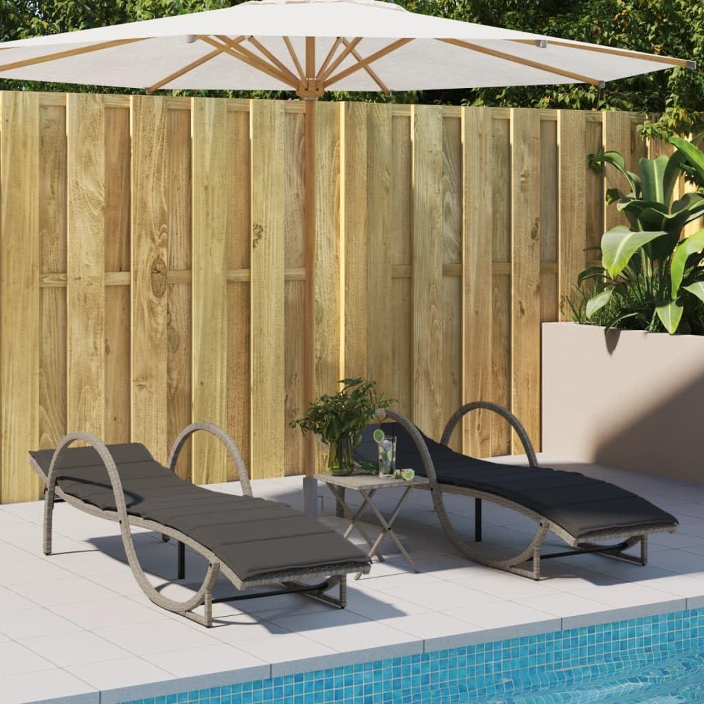 Liegestühle - Liegebetten - Gartenstühle - Liegestühle mit Sonnenschutz - Gartenmöbel - Set für 2 Personen mit Tisch