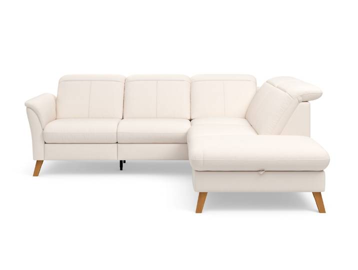Ecksofa, 100% Polyester, Beige, 250×220 cm, Ottomane Rechts, TV-Funktion, mit Stauraum, sit&more