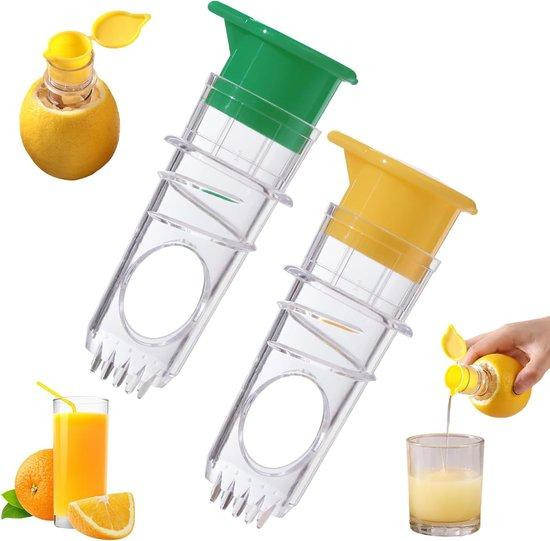 Set van 2 handmatige citroenpersen met deksel, geel, plastic