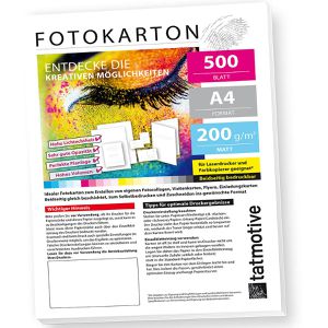 tatmotive Fotopapier Fotokarton FA4200M500, für Farblaser, A4, 200 g/m², beidseitig bedruckbar, matt, 500 Blatt
