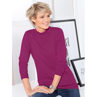 Stehkragenpullover CLASSIC BASICS "Pullover", Damen, Gr. 48, pink (magenta), 100% Polyacryl, unifarben, figurumspielend, Pullover Stehkragenpullover
