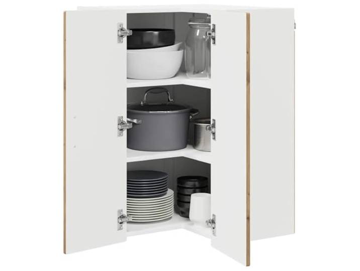 KTHLBRH Eckwandschrank PORTO Eiche Handwerk 57 x 57 x 80 cm Mehrschichtiges Holz, 3 Einlegeböden, 2 Türen, Wandmontage, Aufbewahrungslösung für die Küche