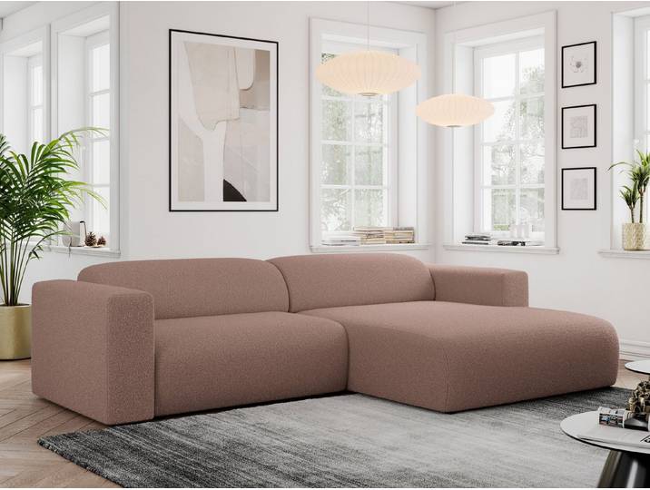 MKS MÖBEL Ecksofa PASADENA, Set, Wellenfedern, Polsterschaum, Kunststoffbeine, freistehendes Ecksofa L-Form, breite Armlehnen, Federsitz