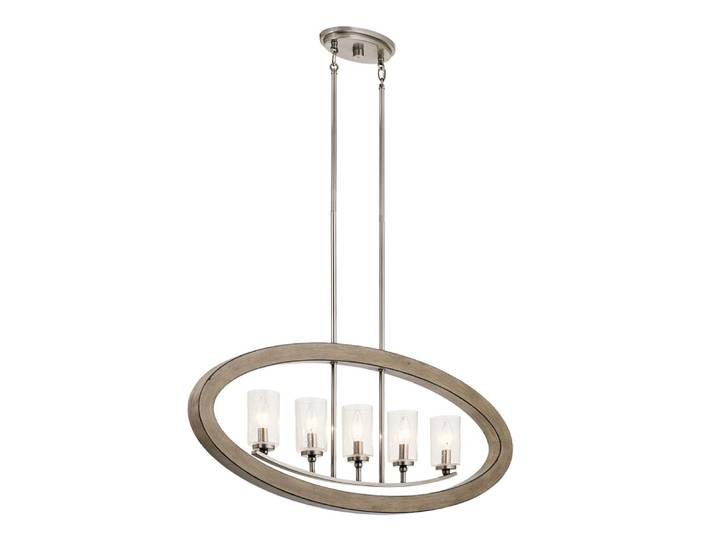 Lustre en acier et verre finition gris antique vieilli