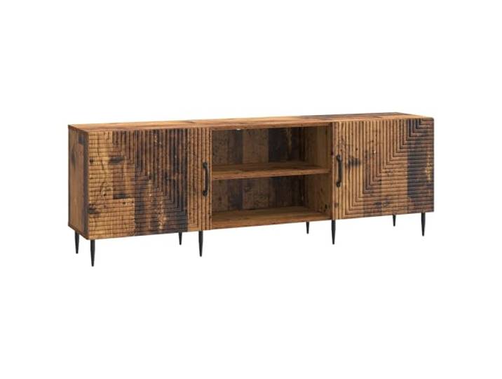 LMTYOENFG TV-Schrank Altholz-Optik 150x31x50 cm Lowboard Fernsehtisch Vintage Sideboard fürs Wohnzimmer mit 90-Grad Pendeltüren und stabilen Metallbeinen für Medienkonsolen und Dekoration.