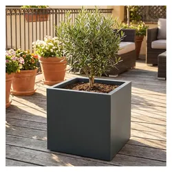 Ethick, Blumentopf, Blumentopf Quadratisch 58cm in Anthrazit, Pflanzkasten 91L aus Kunststoff für Innen & Aussen (58 x 58 x 45 cm)