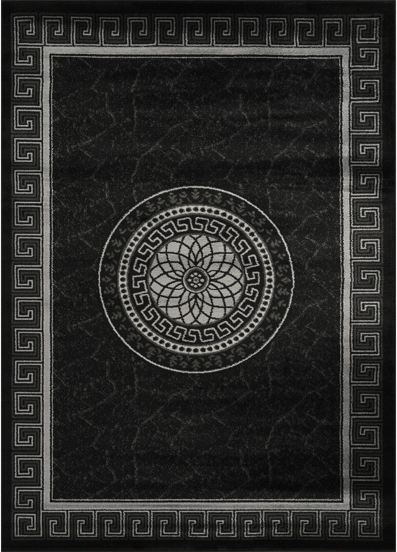 Fairmont Park Nia Rectangle Abstract Dhurrie Washable Area Rug Grey/Black Rectangle 120 x 170cm