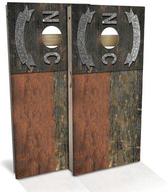 Skip's Garage North Carolina Flag Rustic Outdoor Cornhole Board Set