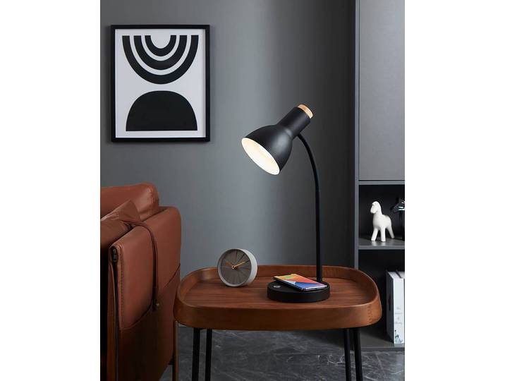 Tischleuchte Veradal-QI 22 x 45 x 16cm Schwarz Material: Holzwerkstoff, Metall, Metall Metallart: Stahl Oberfläche Holz: Beschichtet Oberfläche