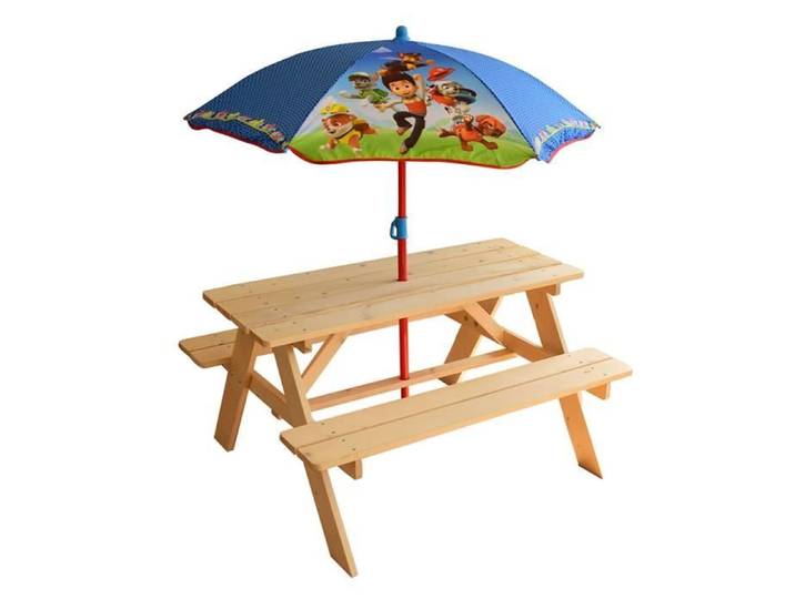 PAT'PATROUILLE Table de Pique-Nique avec Parasol