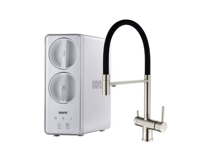 AORA Wasserhahn-Wasserfilter, Umkehrosmose 8-stufig, tanklos, inkl. ALPINA Armatur Edelstahl