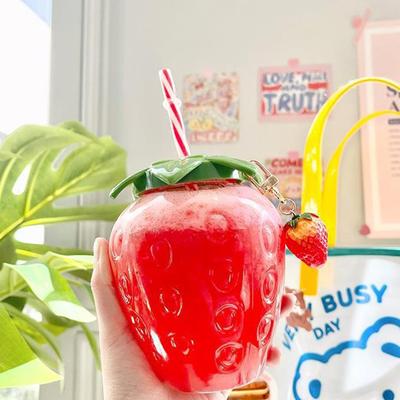 Universal Stock Strawberry Water Bottle With Straw Portable Cute Drink Cup For Coffee, Milk & Daily Hydration Strawberry Water Bottle With Straw Portable Cute Drink Cup For Coffee, Milk & Daily Hydration