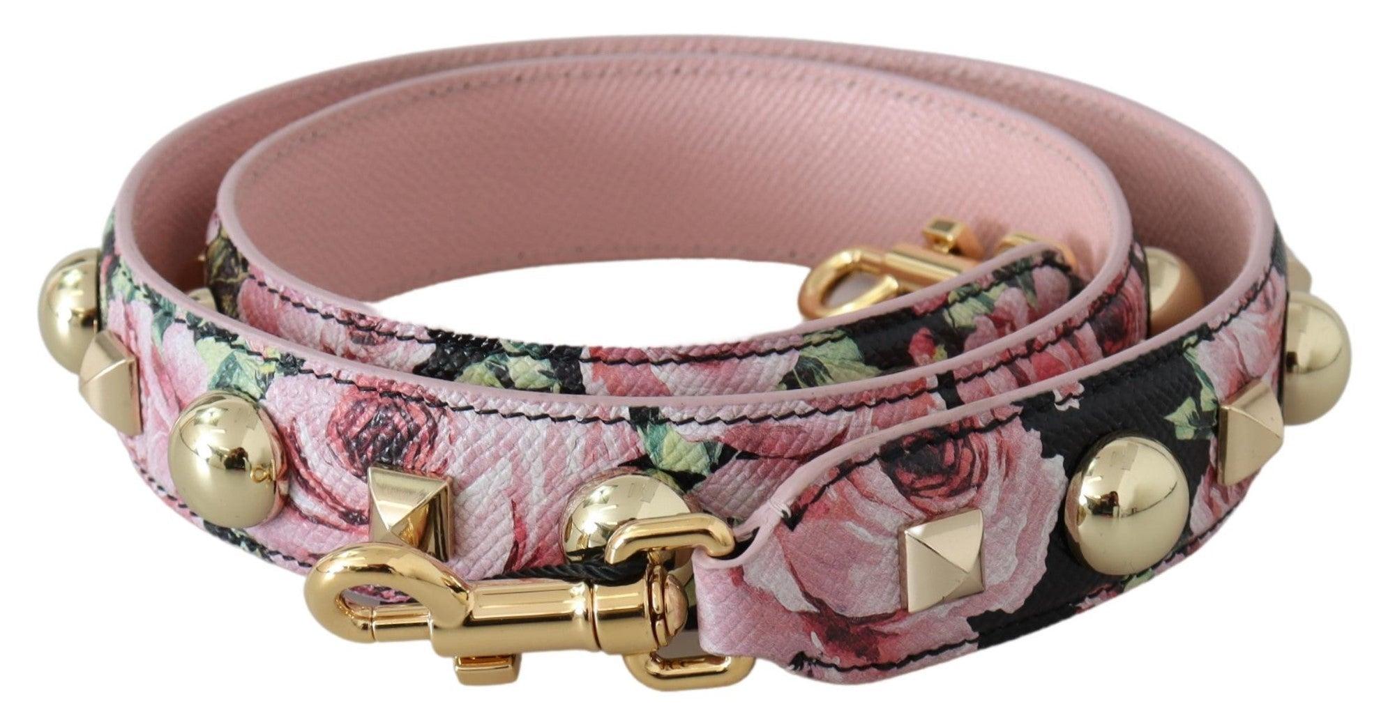 Dolce & Gabbana Vrouwen Roze Bloemen Goud Studs Tas Accessoire Schouderriem