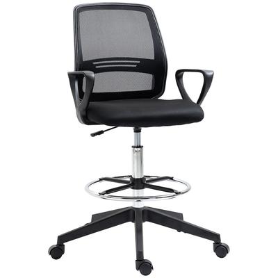 MODFU Ergonomischer Stehstuhl Bürostuhl Drehstuhl mit Fußstütze höhenverstellbar Schwarz 60x60x126 cm Metall ABS Netz Rückenlehne