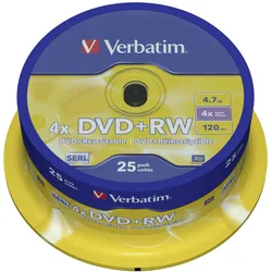 Verbatim - 25 x DVD+RW - 4.7 GB 4x - mattsilber - Spindel