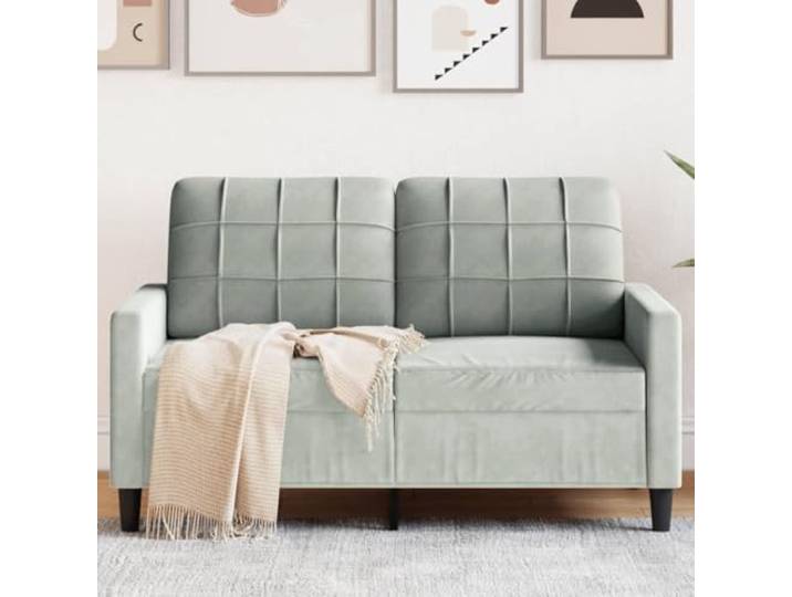 HEFZGDB 2-Sitzer Sofa Hellgrau 120 cm Samt Modernes Design Metallgestell Bequem Weich Robust Stabiles Wohnzimmer Sitzmöbel Entspannen Komfortabel
