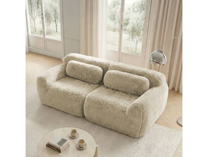 Canapé 2 places modulaire 204x104x73 cm boneless plush light khaki