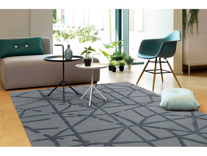 Tapis à poils courts Satin 8063 Gris 120 x 180cm Laine/Polyester
